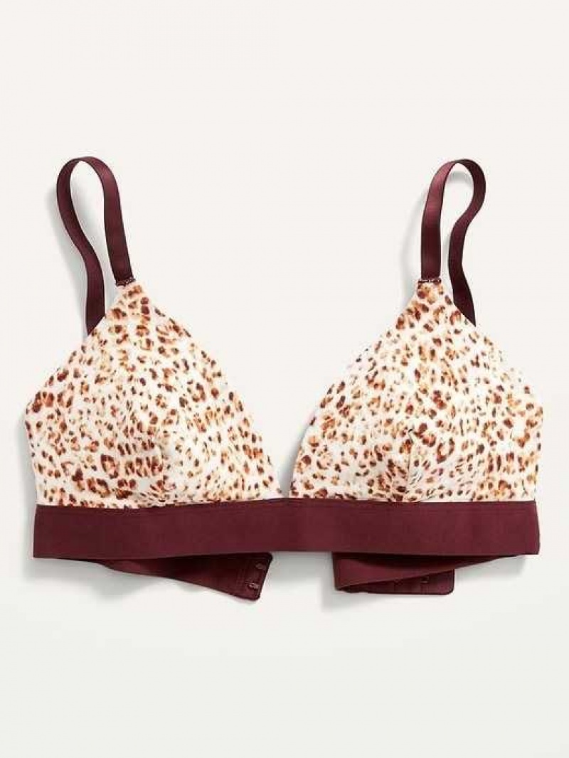 Old Navy Supima Cotton-Blend Triangle Bralette Top Leopard | RTY285790