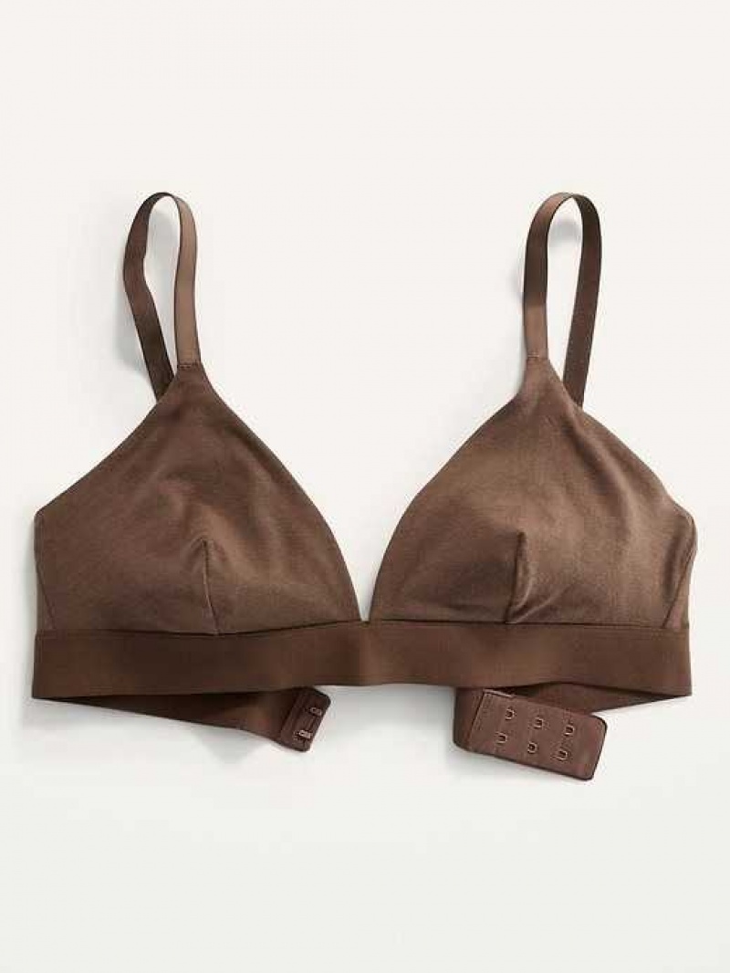 Old Navy Supima Cotton-Blend Triangle Bralette Top Dark Walnut | XEV342906