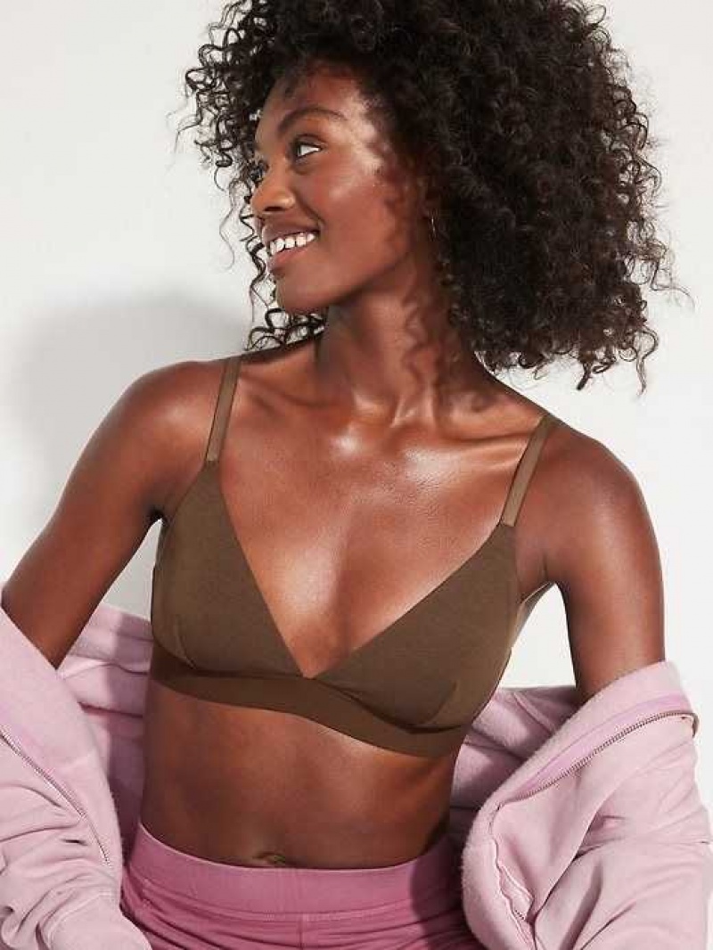 Old Navy Supima Cotton-Blend Triangle Bralette Top Dark Walnut | XEV342906