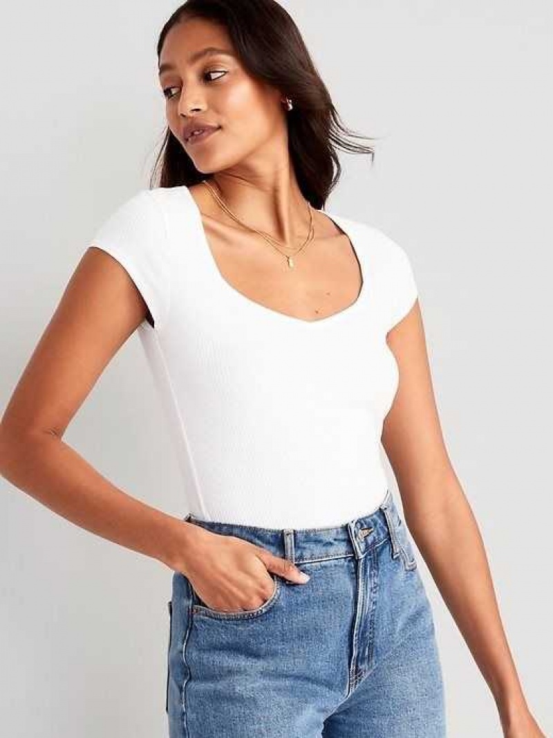 Old Navy Sweetheart Rib-Knit T-Shirt White | UMY129583