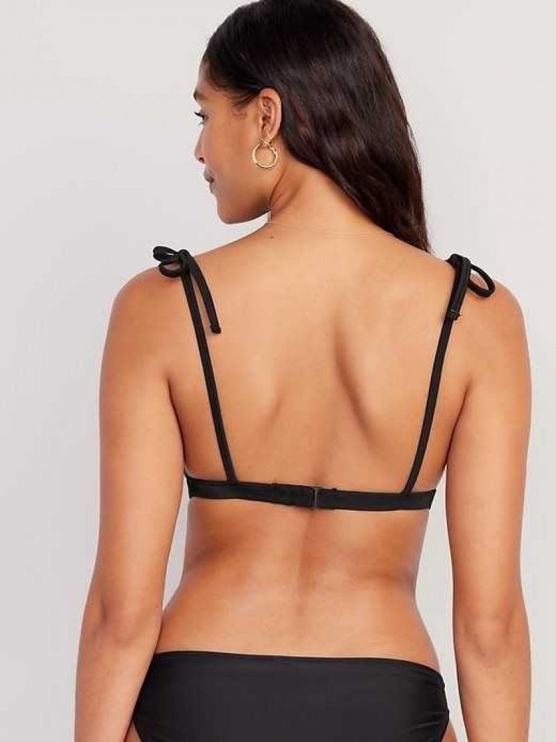 Old Navy Terry Tie-Shoulder Triangle Bikini Swim Top Black | BCJ961405