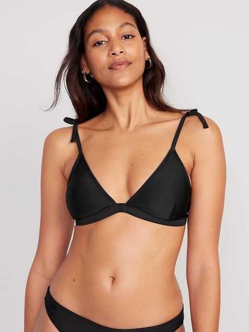 Old Navy Terry Tie-Shoulder Triangle Bikini Swim Top Black | BCJ961405