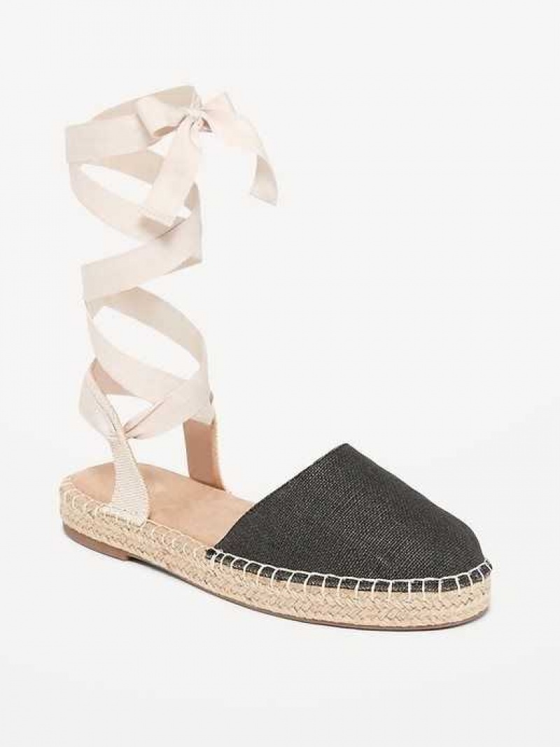 Old Navy Textile Lace-Up Espadrille Sandals Blackjack | AIV614598