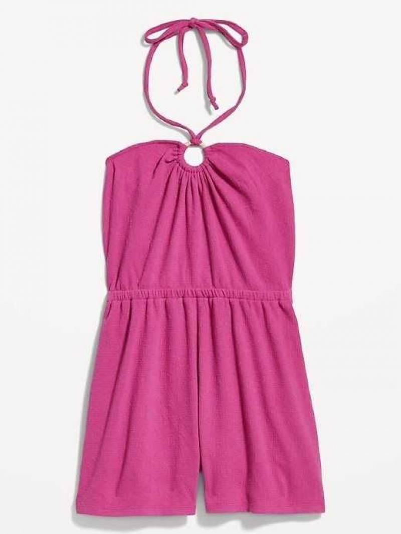 Old Navy Textured O-Ring Halter Romper Dragon Fruit | KHC308962