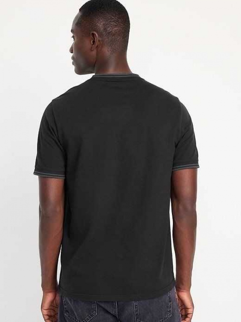 Old Navy Textured Pique T-Shirt Black | BLT649328