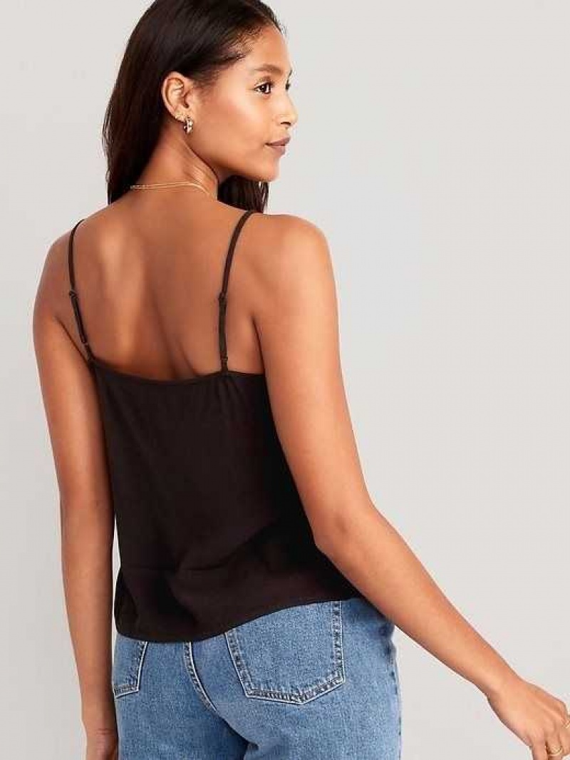 Old Navy Textured Ruffled Wrap-Effect Cami Top Black | WDH208735