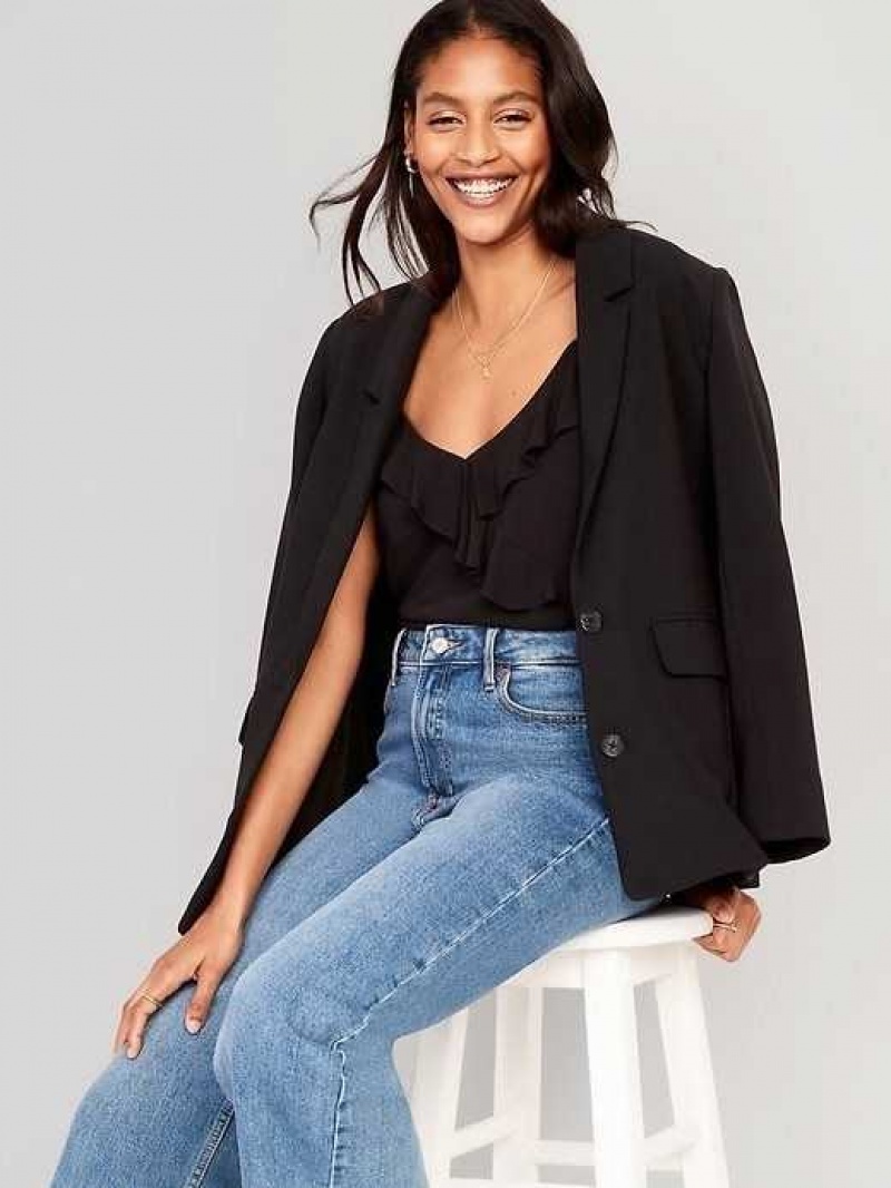 Old Navy Textured Ruffled Wrap-Effect Cami Top Black | WDH208735