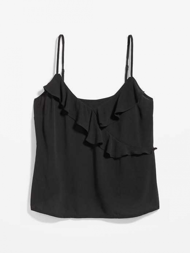 Old Navy Textured Ruffled Wrap-Effect Cami Top Black | WDH208735