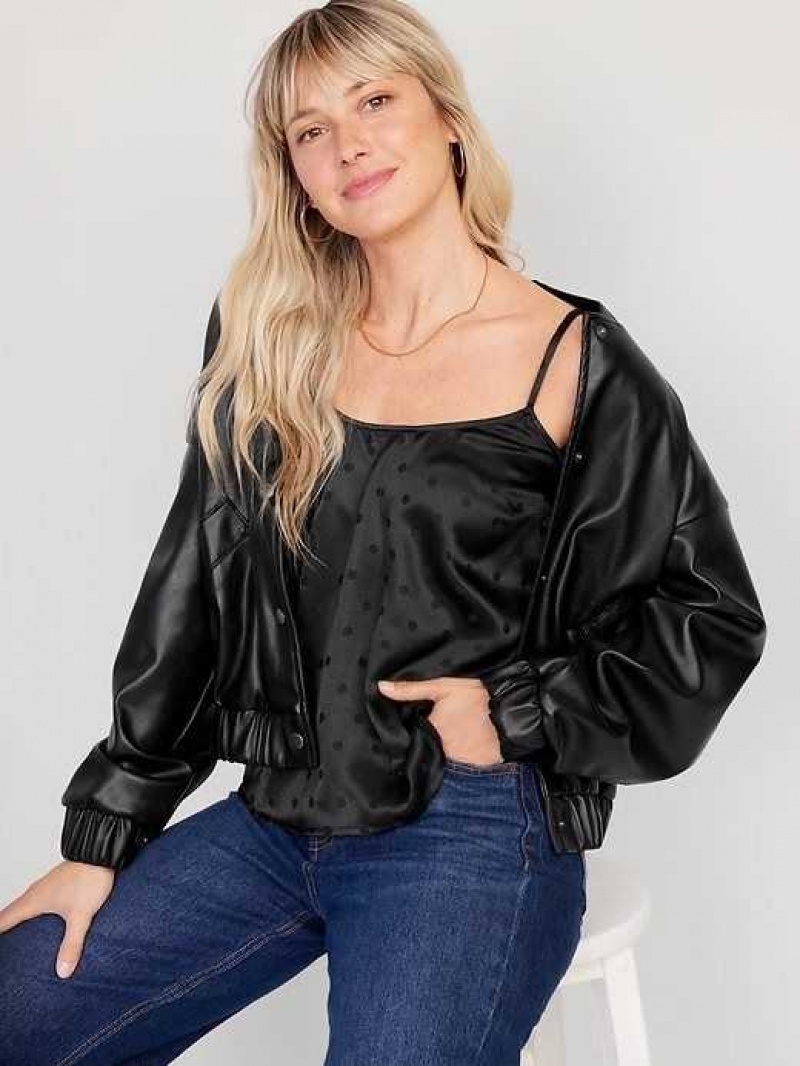 Old Navy Textured Satin Cami Top Black | XVC718026