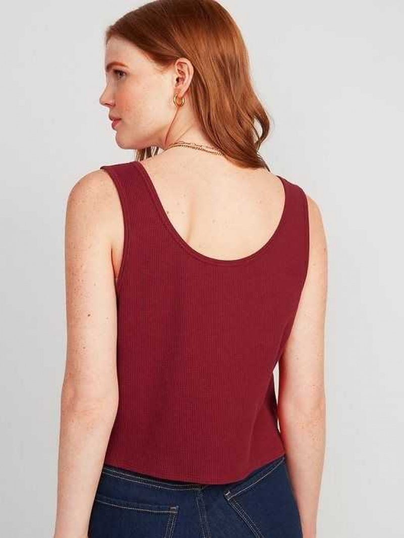 Old Navy Thermal-Knit Cropped Henley Tank Top Have A Heart | FOL701286