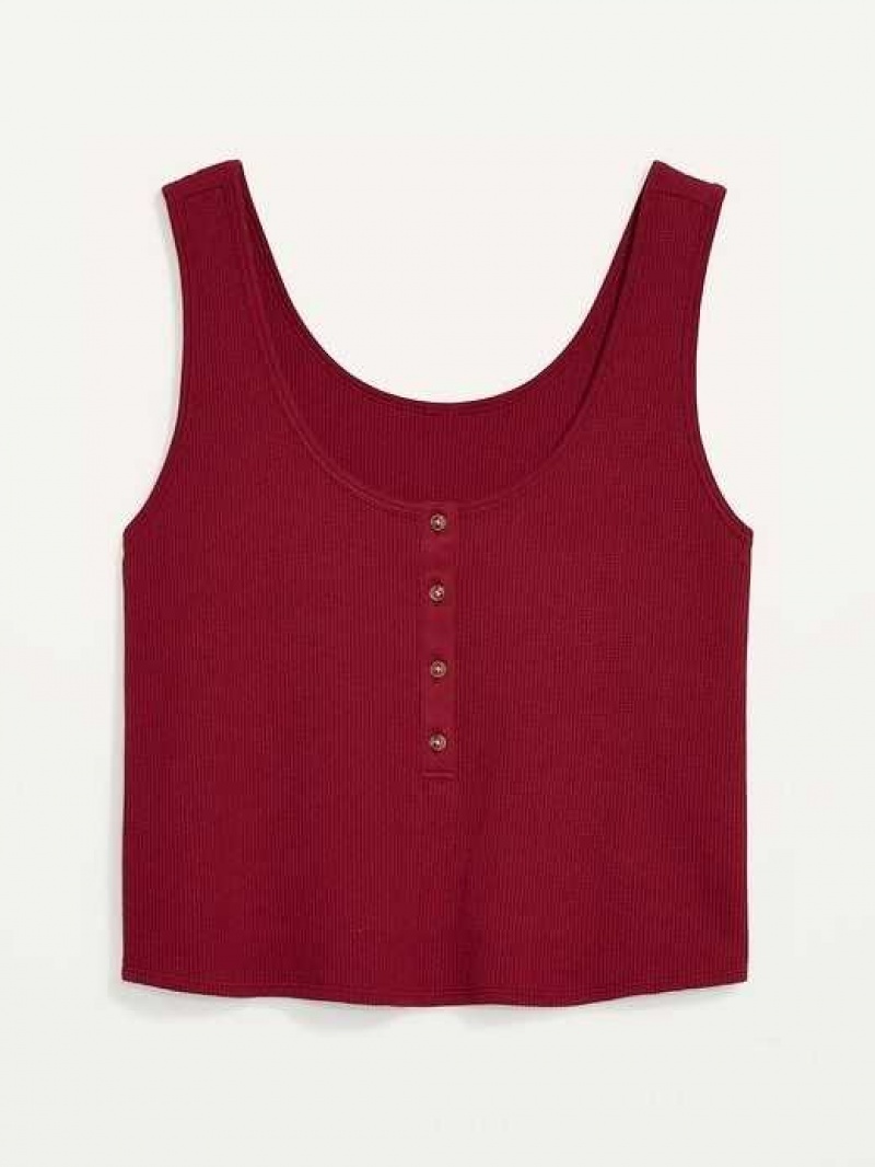 Old Navy Thermal-Knit Cropped Henley Tank Top Have A Heart | FOL701286