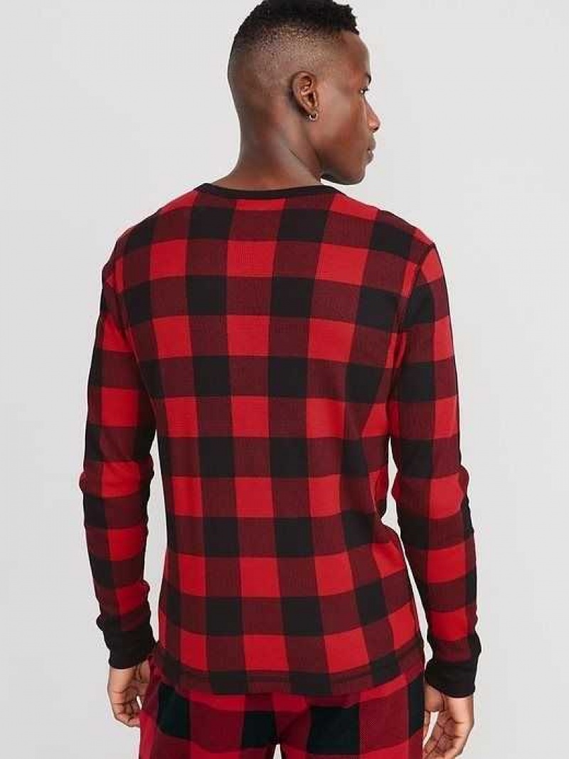 Old Navy Thermal-Knit Long-Sleeve Plaid T-Shirt Red | HYL568479