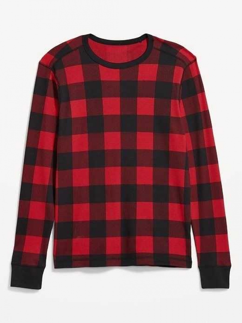 Old Navy Thermal-Knit Long-Sleeve Plaid T-Shirt Red | HYL568479