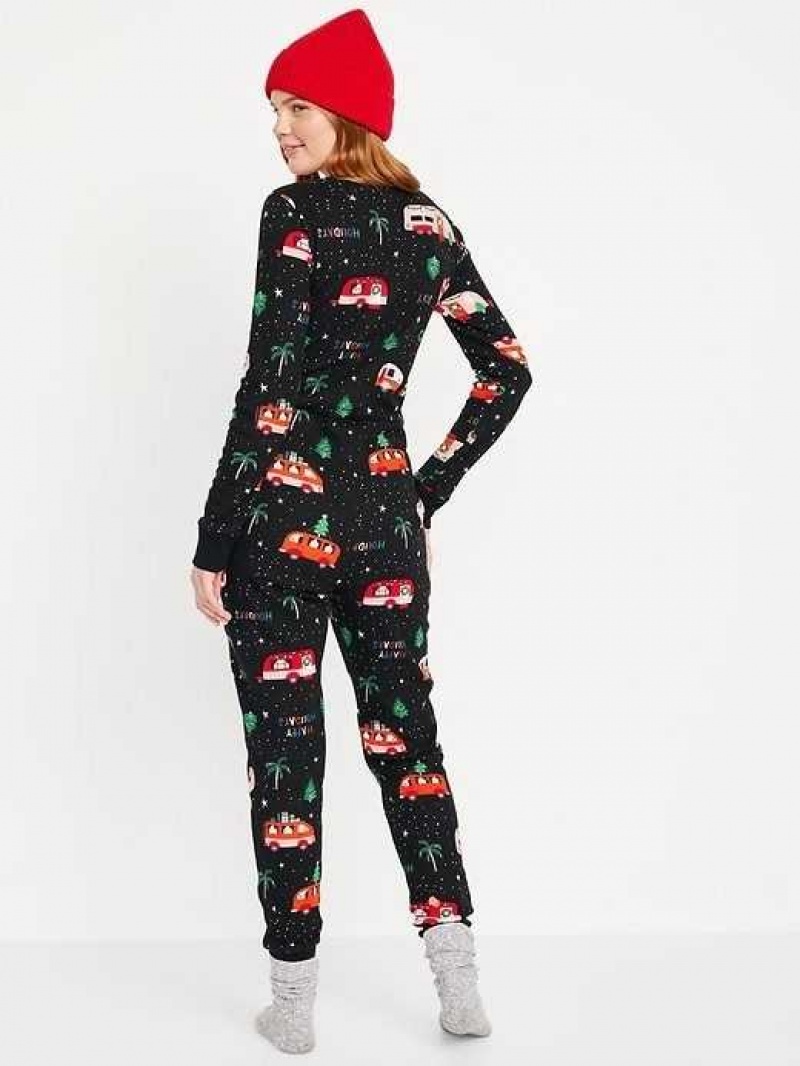 Old Navy Thermal-Knit Pajama One-Piece Holiday Campers | SMI654389