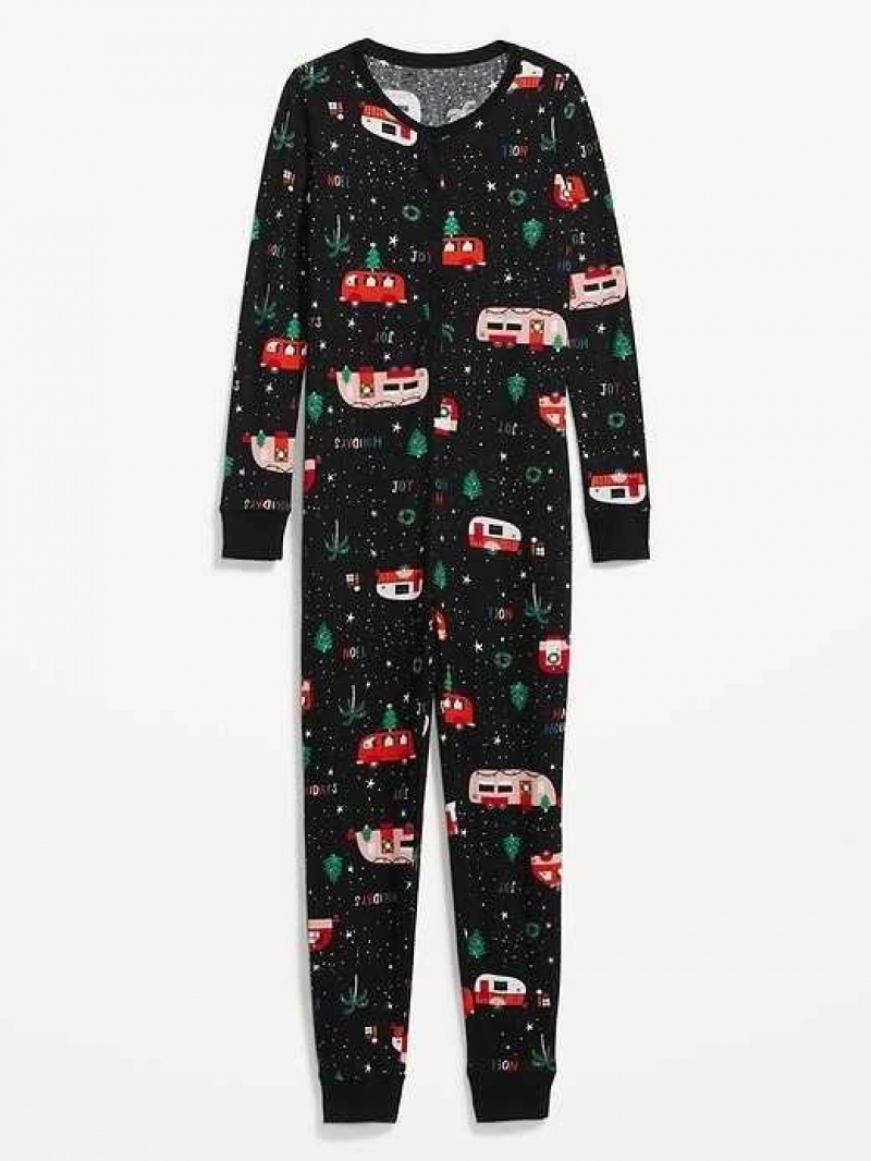 Old Navy Thermal-Knit Pajama One-Piece Holiday Campers | SMI654389