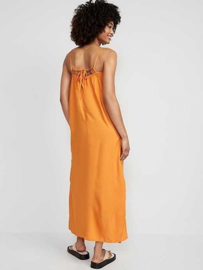 Old Navy Tie-Back Maxi Slip Dress Wild Papaya | NBQ286015