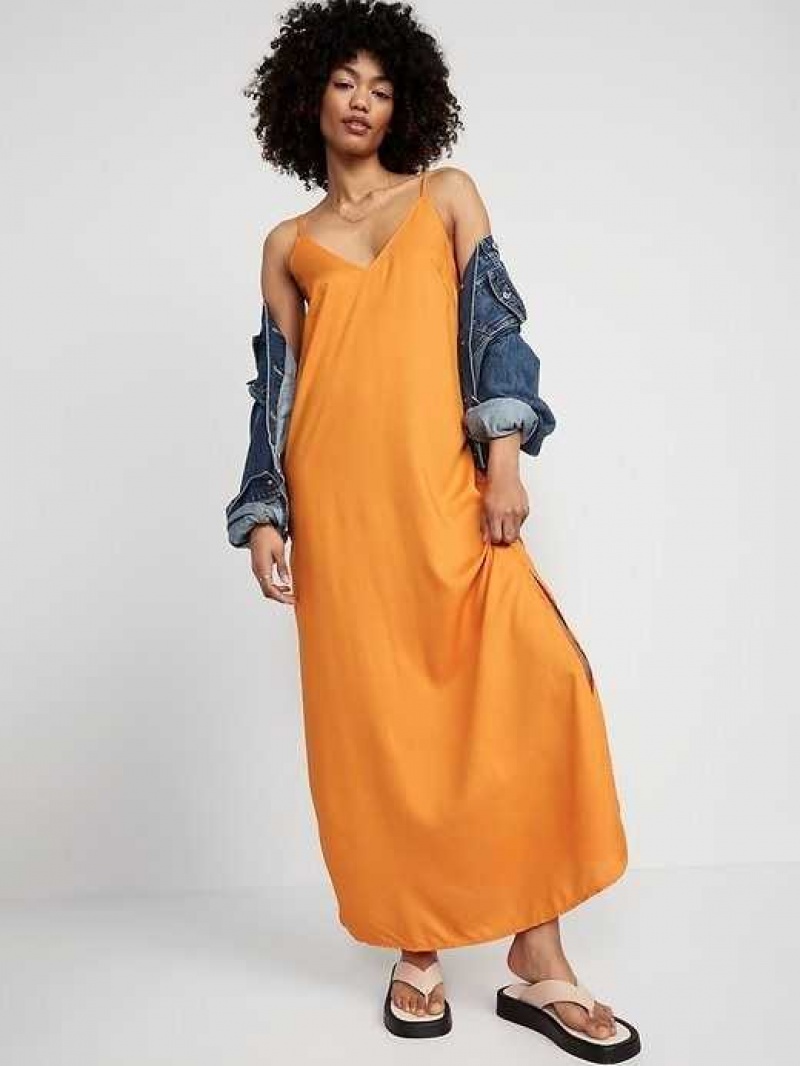 Old Navy Tie-Back Maxi Slip Dress Wild Papaya | NBQ286015