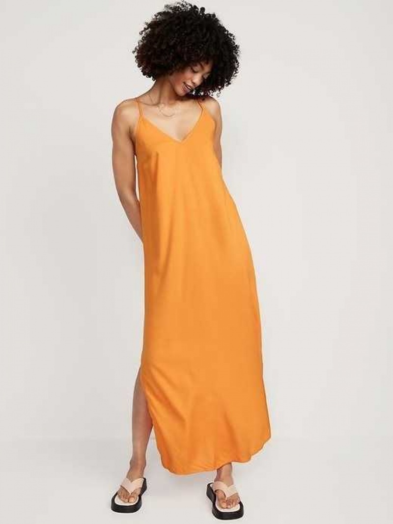 Old Navy Tie-Back Maxi Slip Dress Wild Papaya | NBQ286015