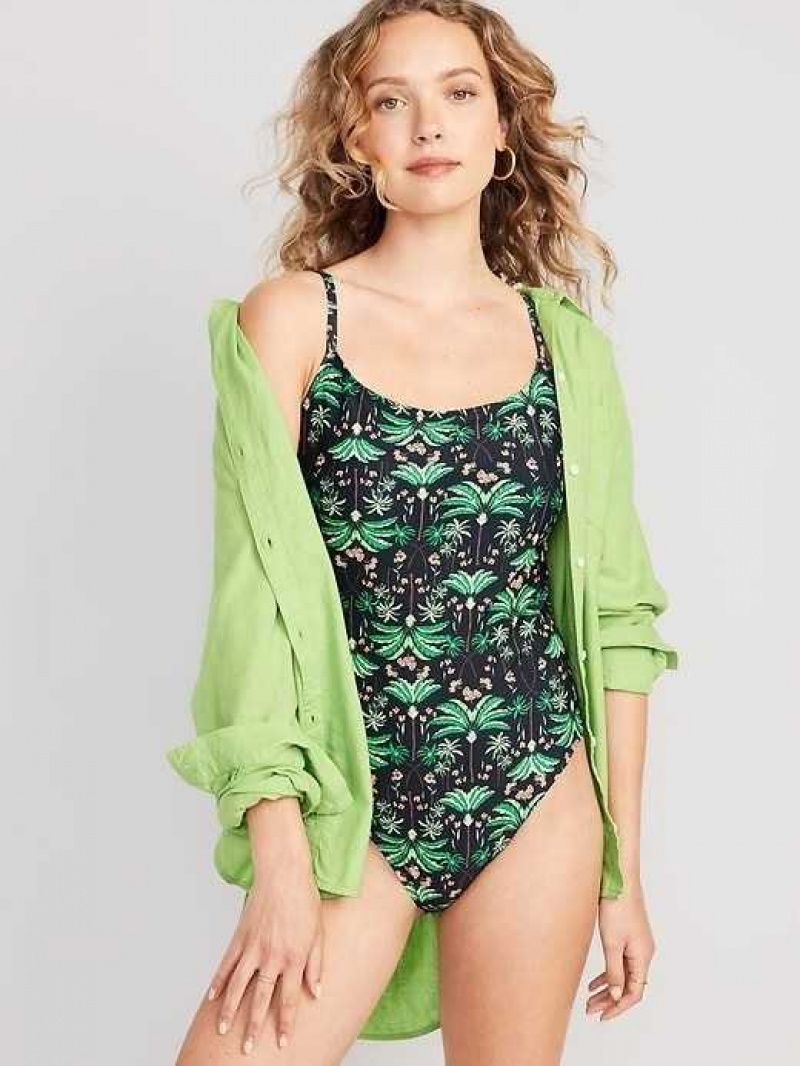 Old Navy Tie-Back One-Piece Cami Swimsuit Green | ODJ965270