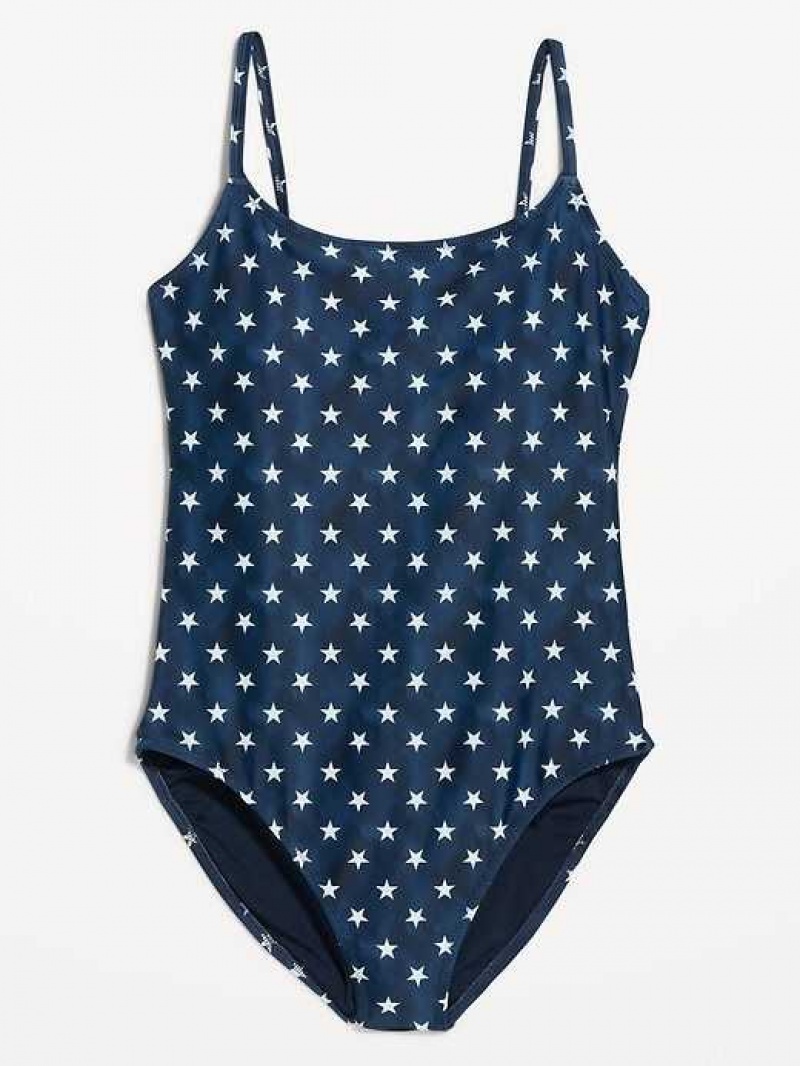 Old Navy Tie-Back One-Piece Cami Swimsuit American Flag | KBP325890