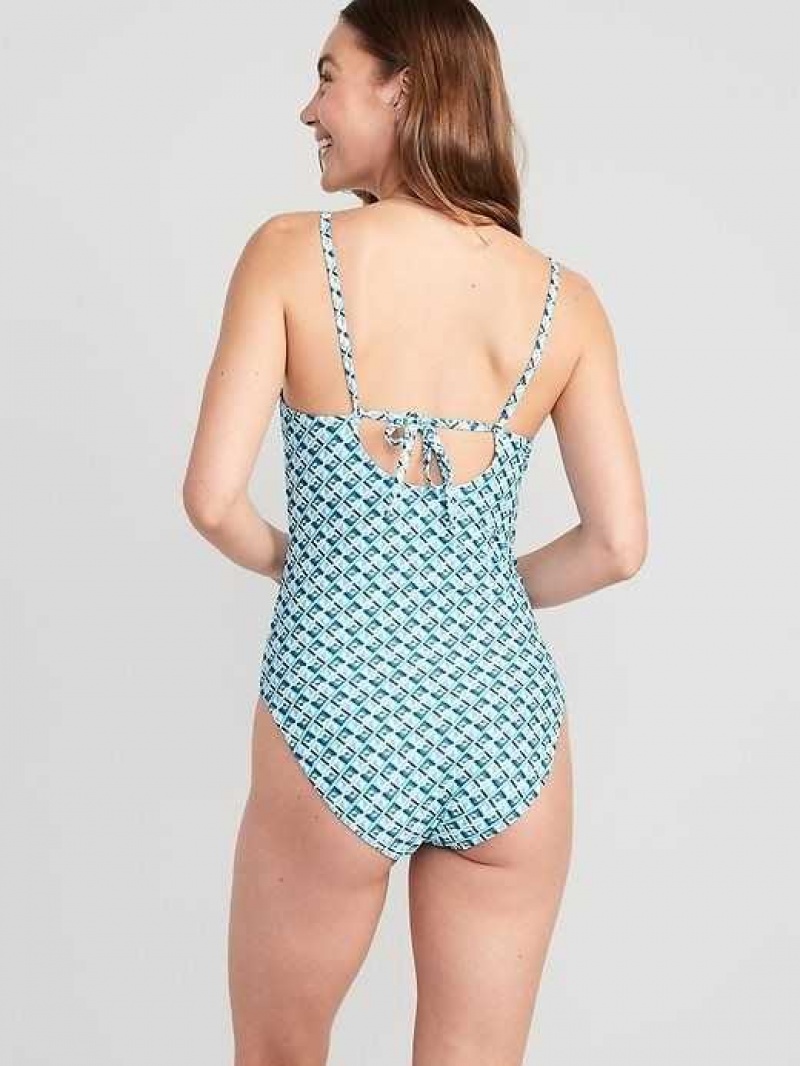 Old Navy Tie-Back One-Piece Cami Swimsuit Blue | HFS429756