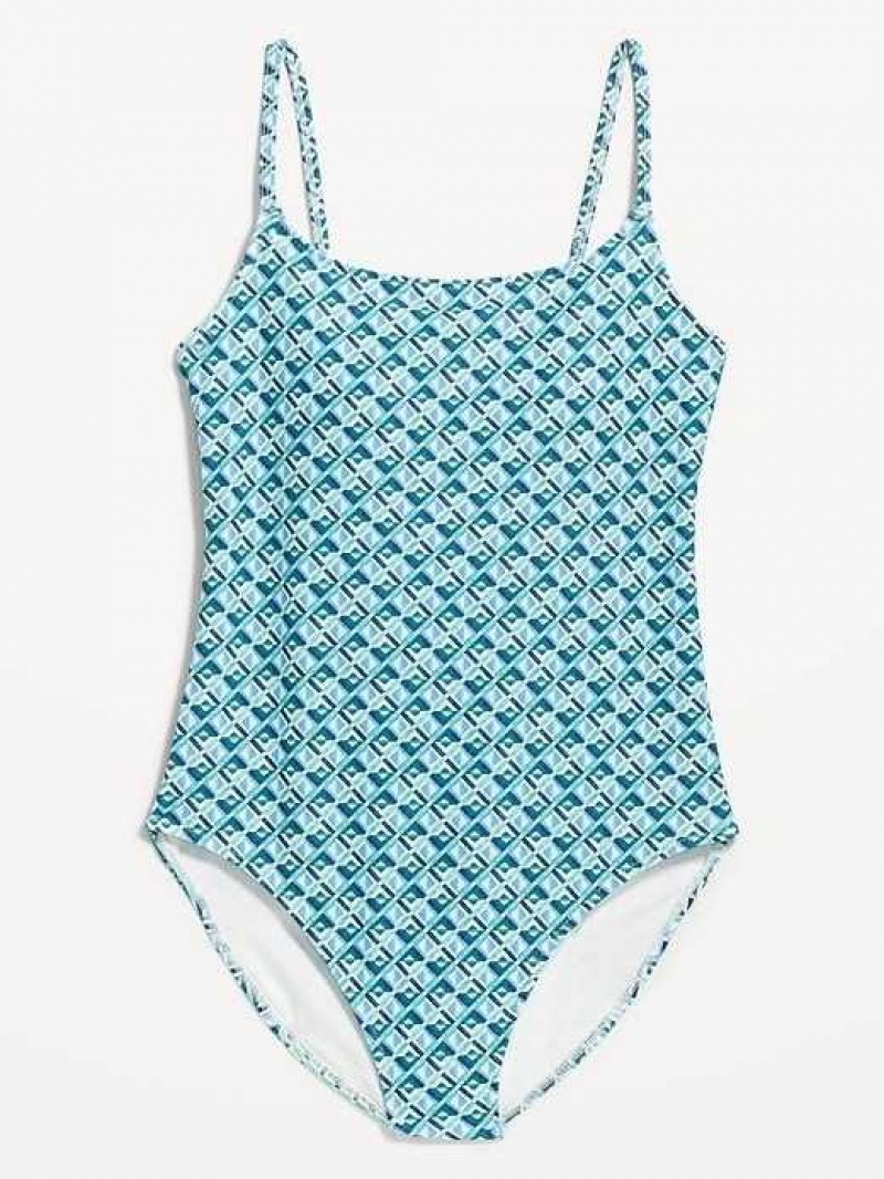 Old Navy Tie-Back One-Piece Cami Swimsuit Blue | HFS429756