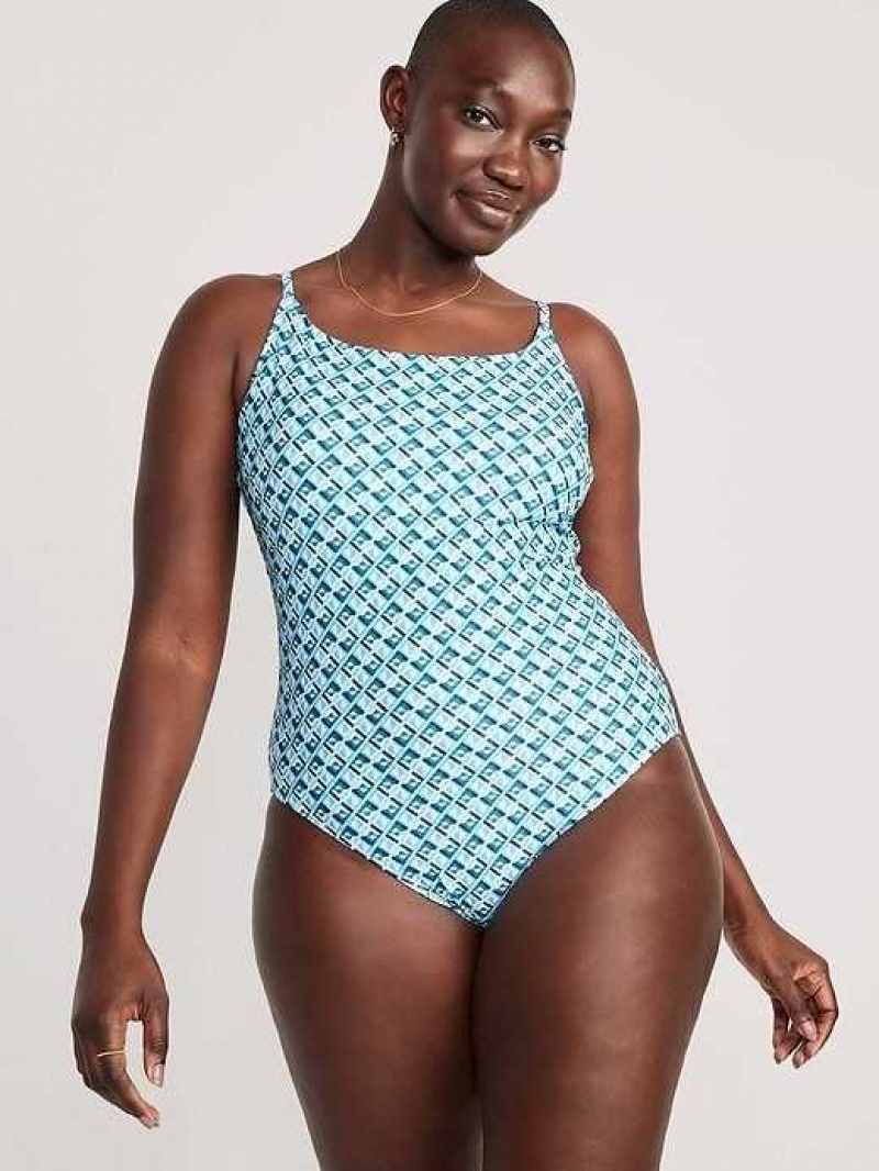 Old Navy Tie-Back One-Piece Cami Swimsuit Blue | HFS429756