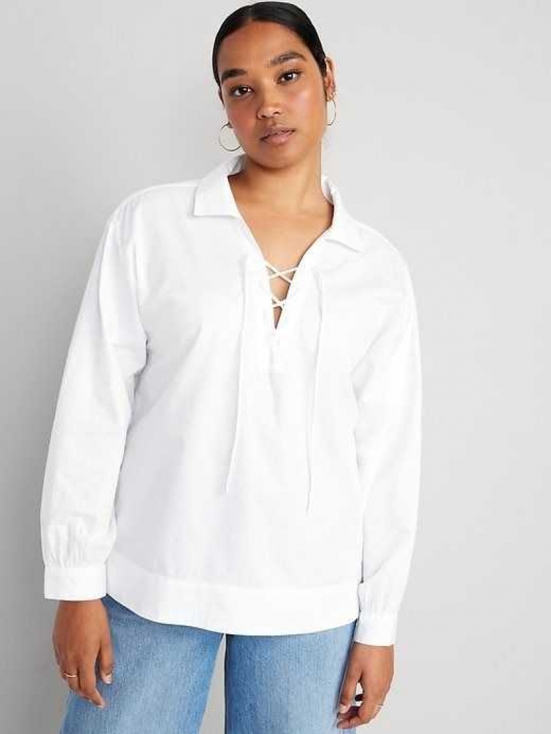 Old Navy Tie-Front Poplin Top Calla Lilies | EAG483290