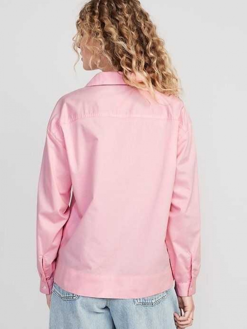 Old Navy Tie-Front Poplin Top Pink | ZBM468309