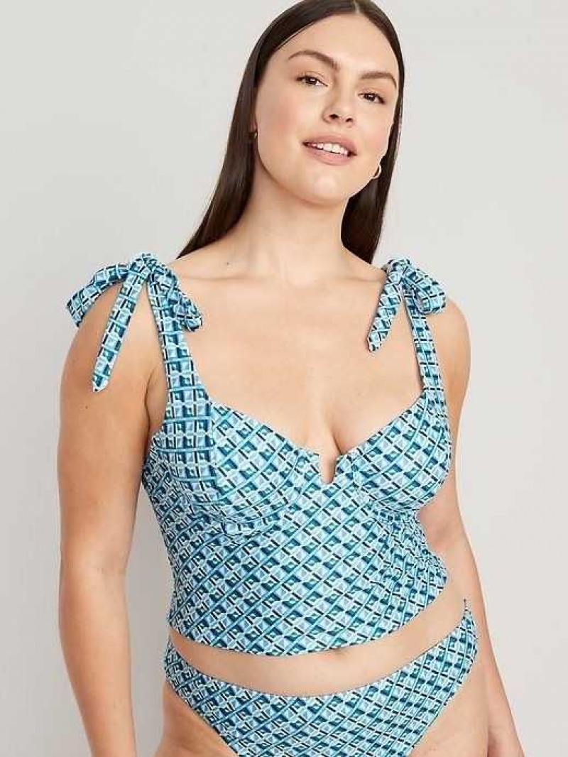 Old Navy Tie-Shoulder Underwire Tankini Swim Top Blue | VPC245739