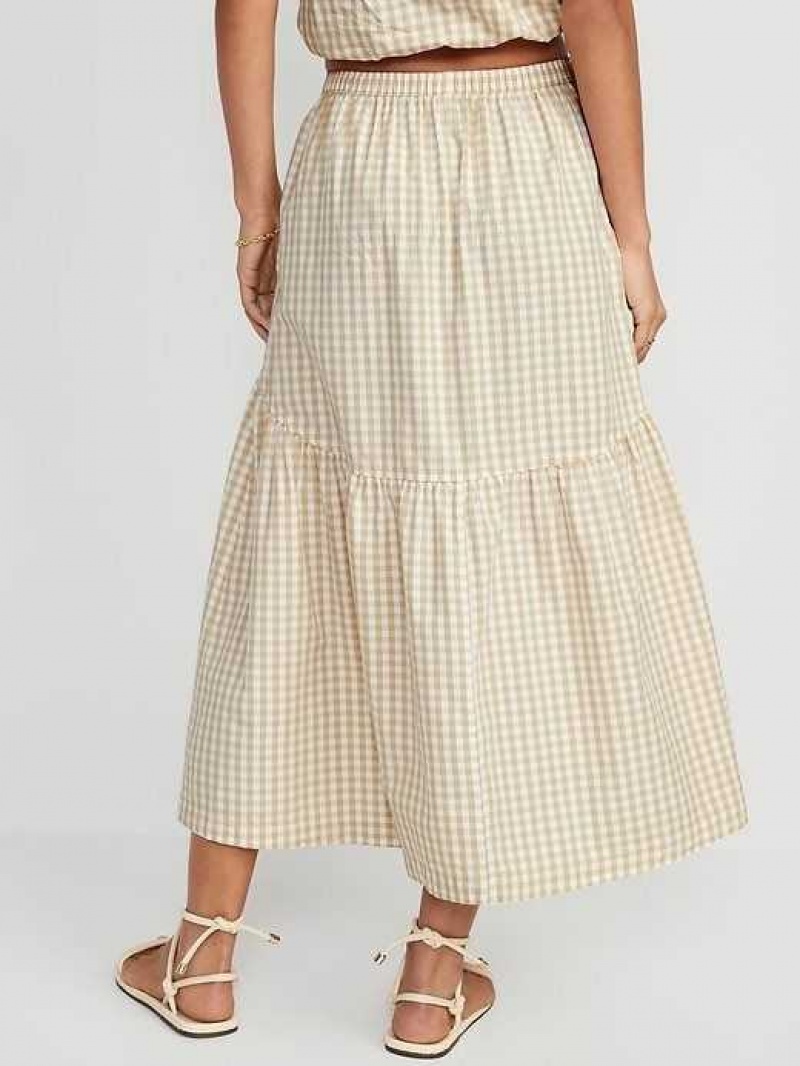 Old Navy Tiered Gingham Maxi Skirt Gingham | UJP428913