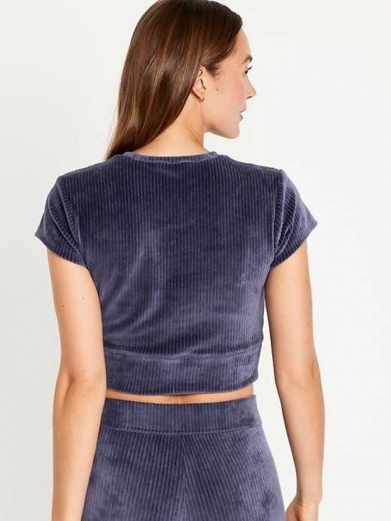 Old Navy Ultra-Cropped Velour Performance Top Dark Star | PQZ615348