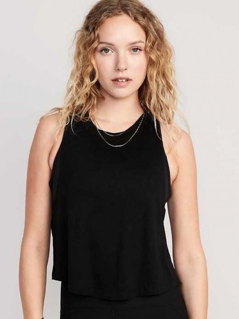 Old Navy UltraLite All-Day Sleeveless Cropped Top Blackjack | IVQ870156