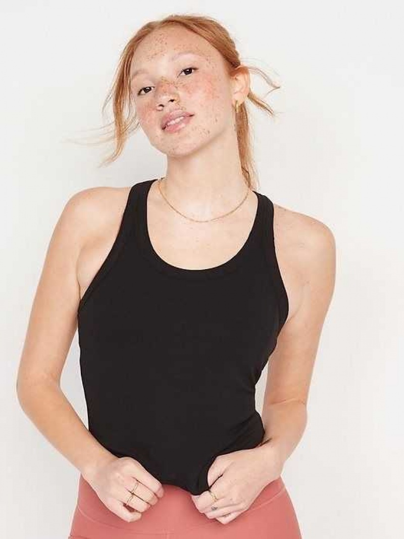 Old Navy UltraLite Cropped Rib-Knit Racerback Tank Top Blackjack | IQW502843