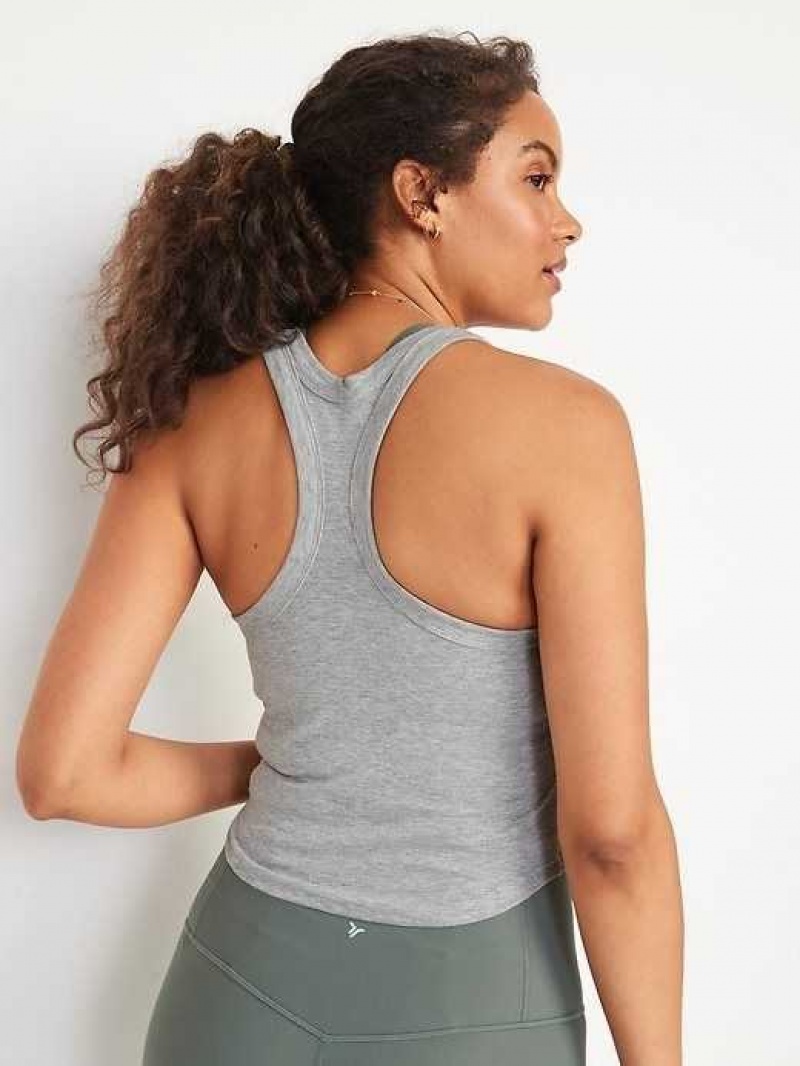 Old Navy UltraLite Cropped Rib-Knit Racerback Tank Top Light Grey | DIL732149