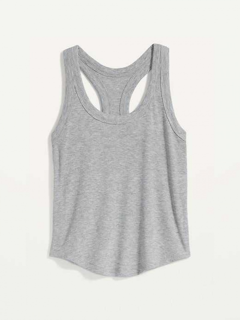 Old Navy UltraLite Cropped Rib-Knit Racerback Tank Top Light Grey | DIL732149