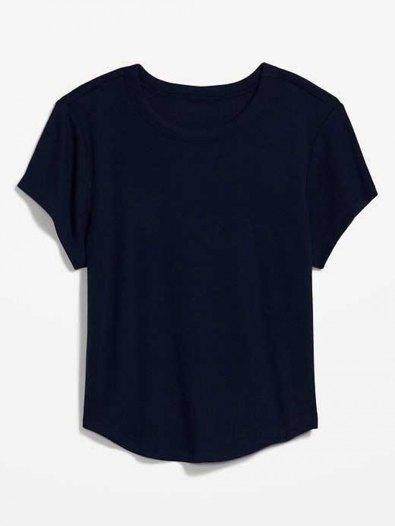 Old Navy UltraLite Cropped Rib-Knit T-Shirt Navy | SNY365472