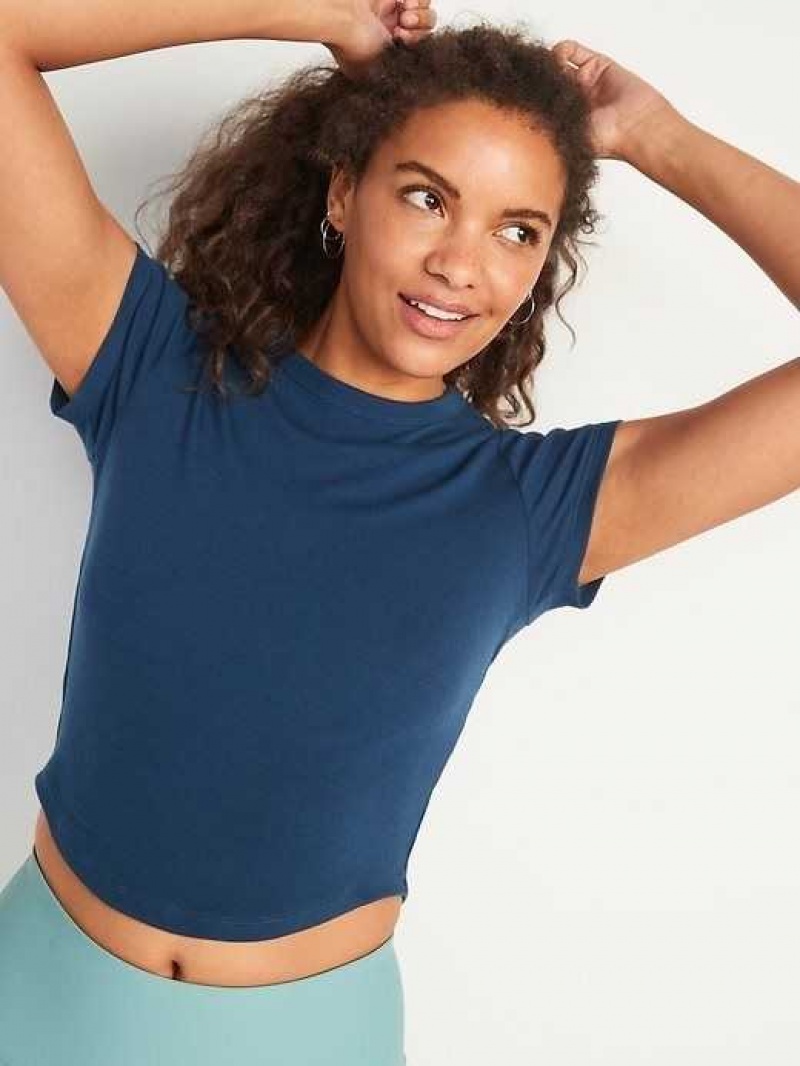 Old Navy UltraLite Cropped Rib-Knit T-Shirt Nautical Twilight | RSJ645391