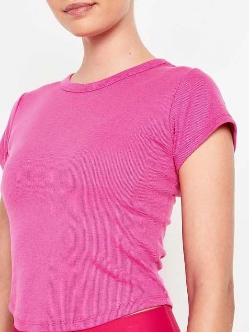 Old Navy UltraLite Cropped Rib-Knit T-Shirt Flamingo Feather | QPE523478