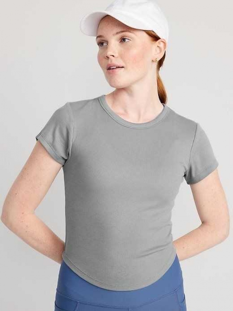 Old Navy UltraLite Cropped Rib-Knit T-Shirt Cinder Smoke | MQS390258