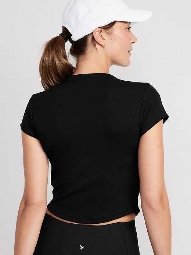 Old Navy UltraLite Cropped Rib-Knit T-Shirt Black | KHN429065