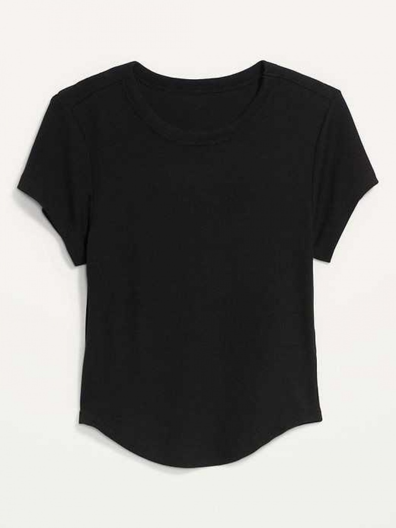 Old Navy UltraLite Cropped Rib-Knit T-Shirt Black | KHN429065