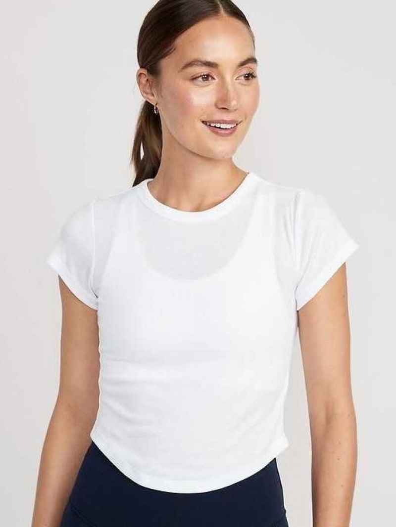 Old Navy UltraLite Cropped Rib-Knit T-Shirt White | HFT419368