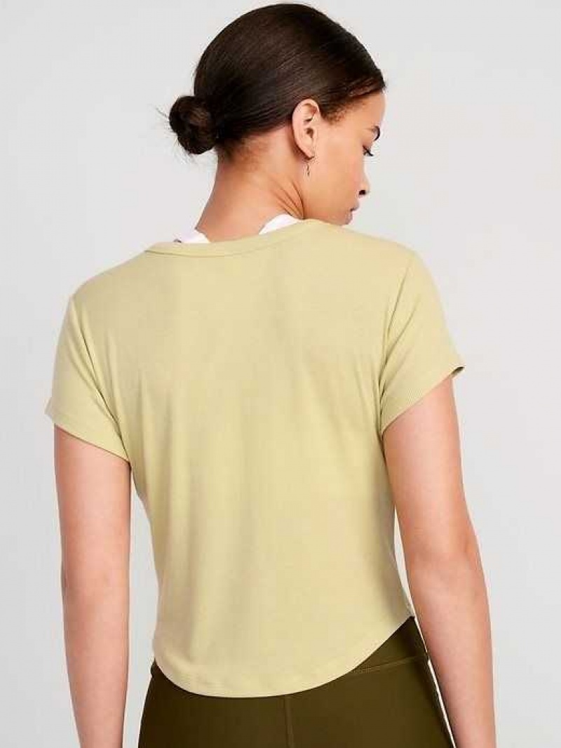 Old Navy UltraLite Cropped Rib-Knit T-Shirt Washed Celadon | XVQ904536