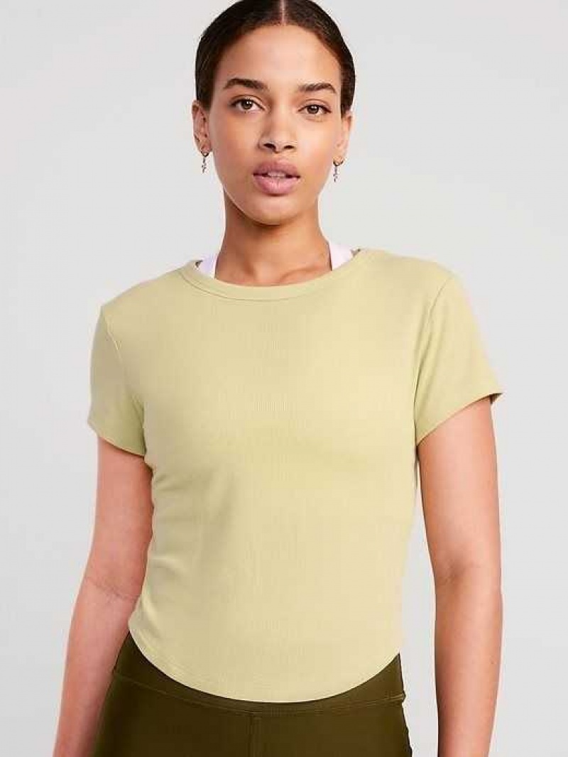 Old Navy UltraLite Cropped Rib-Knit T-Shirt Washed Celadon | XVQ904536