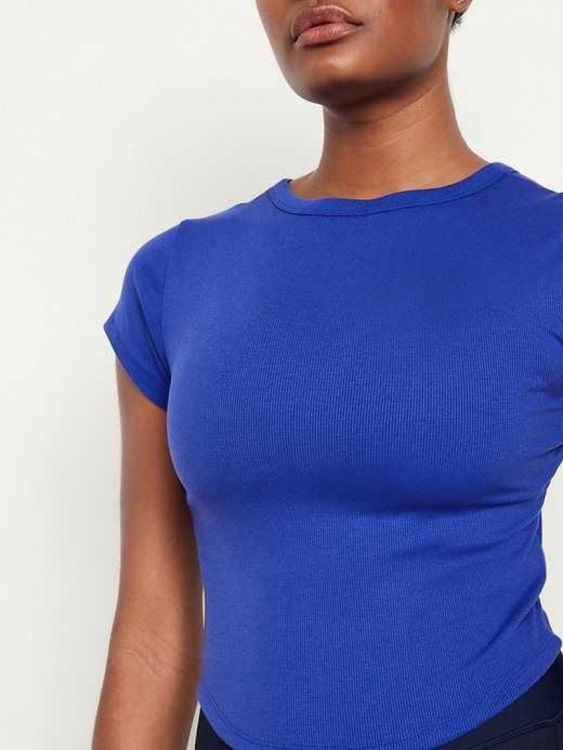 Old Navy UltraLite Cropped Rib-Knit T-Shirt Blue | DOS906345