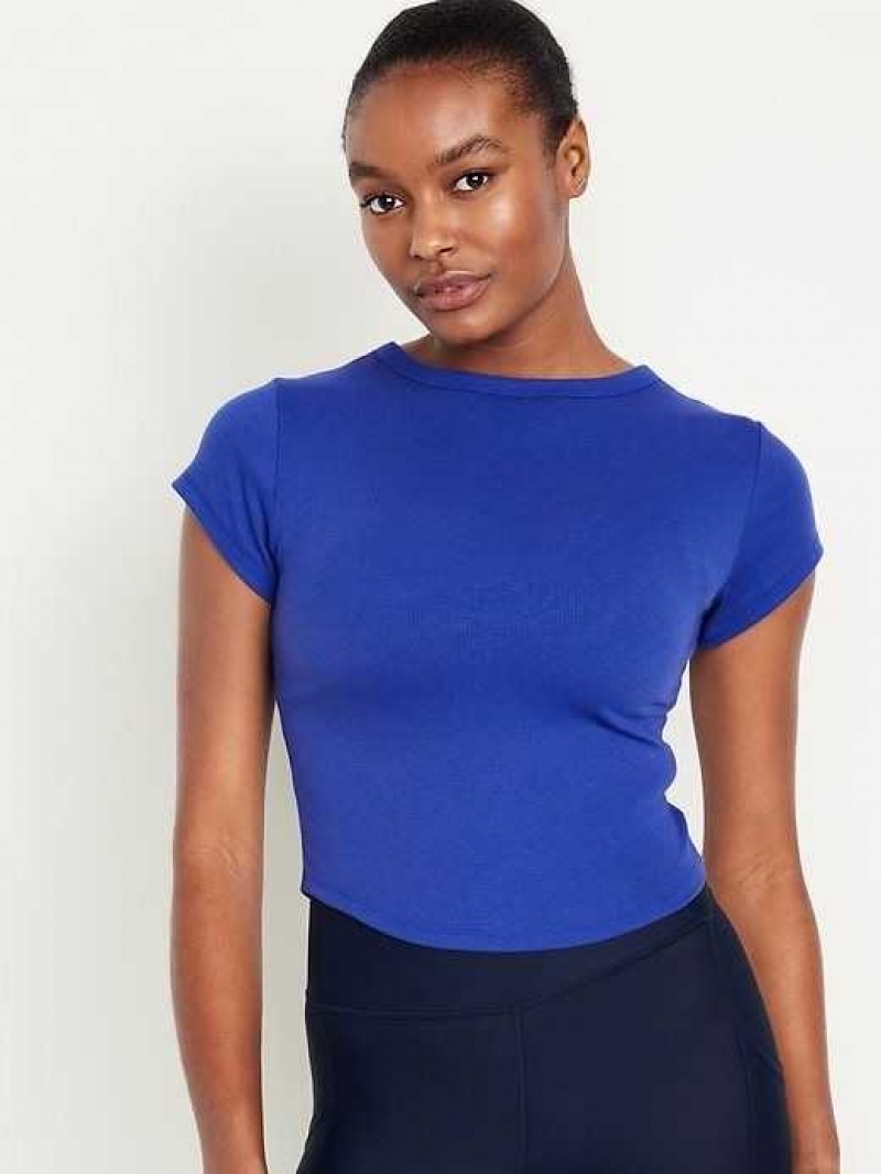 Old Navy UltraLite Cropped Rib-Knit T-Shirt Blue | DOS906345