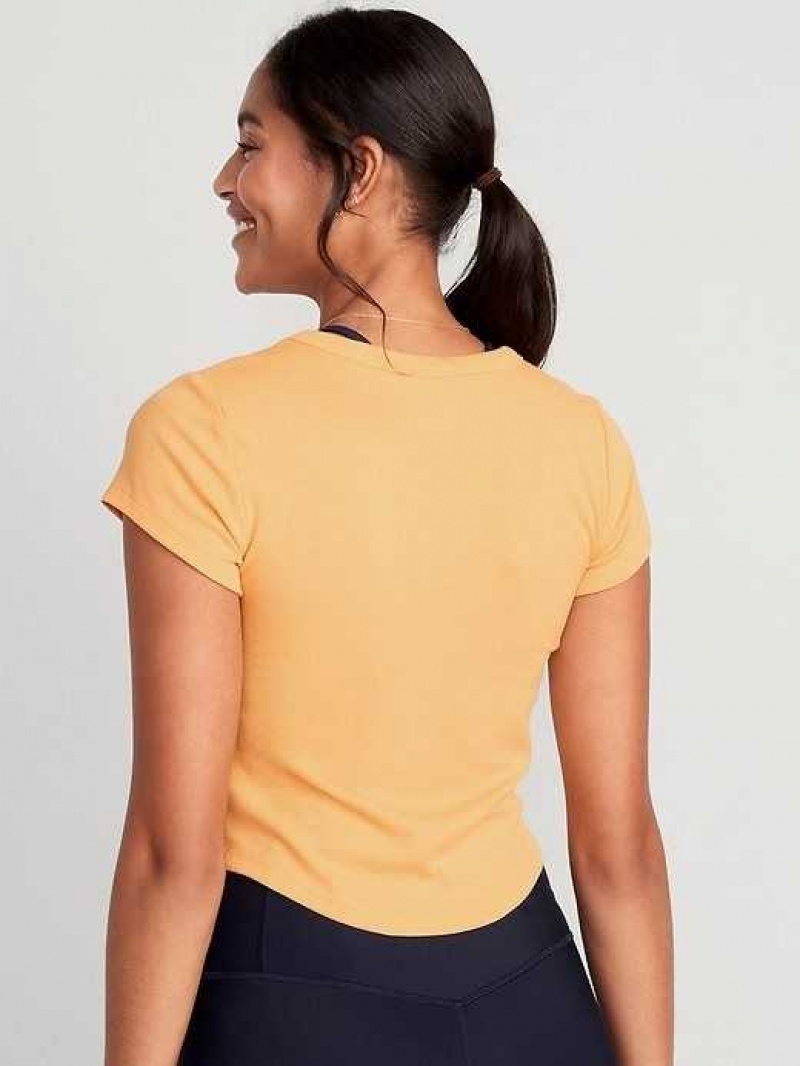 Old Navy UltraLite Cropped Rib-Knit T-Shirt Mango | CFH627893