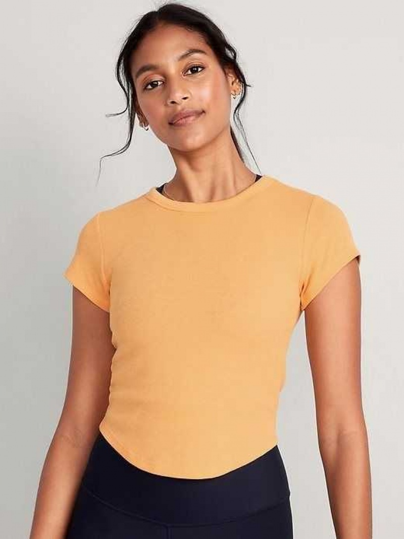 Old Navy UltraLite Cropped Rib-Knit T-Shirt Mango | CFH627893