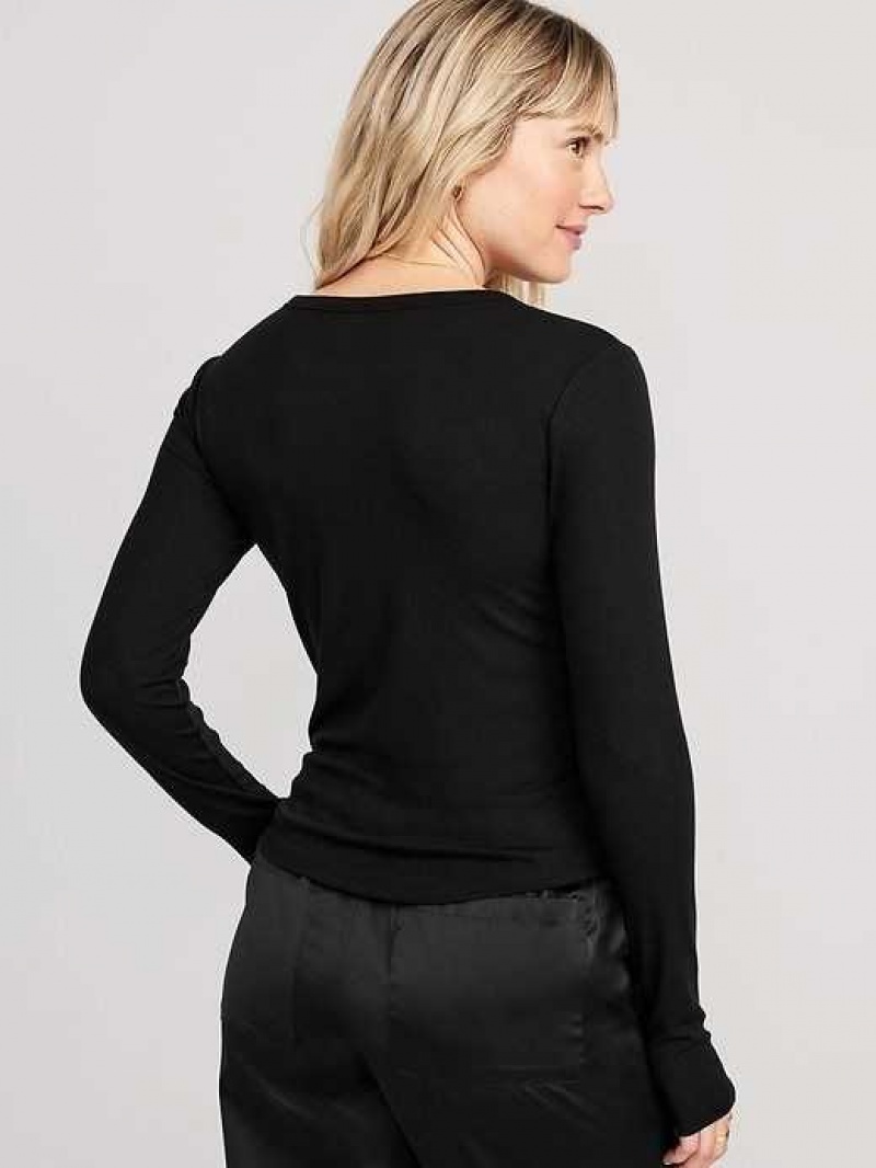 Old Navy UltraLite Fitted Rib-Knit Top Black | NGV154736